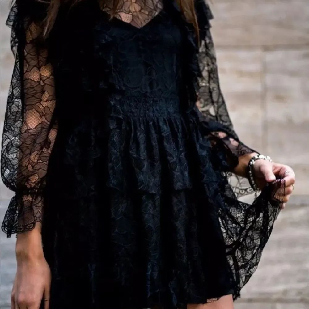 ✨ Zara black lace dress with frills✨ - Picture 13 of 13